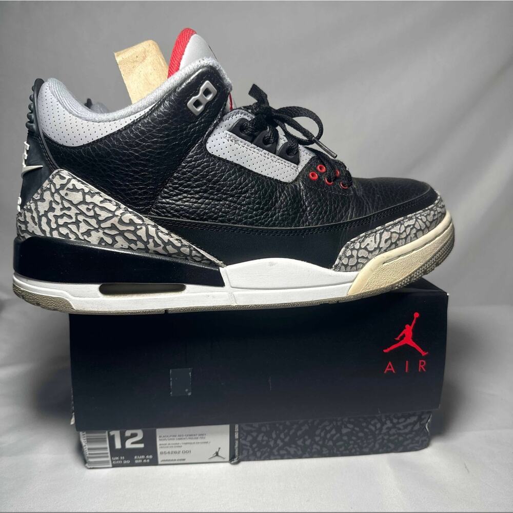 Size 12 - Nike Air Jordan 3 Retro OG Black Cement 2018 Men's Shoes